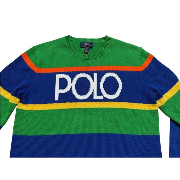 Polo by Ralph Lauren Colorful Crewneck Cotton Sweater Boys Sz 18-20 TG/EG - Picture 2 of 7